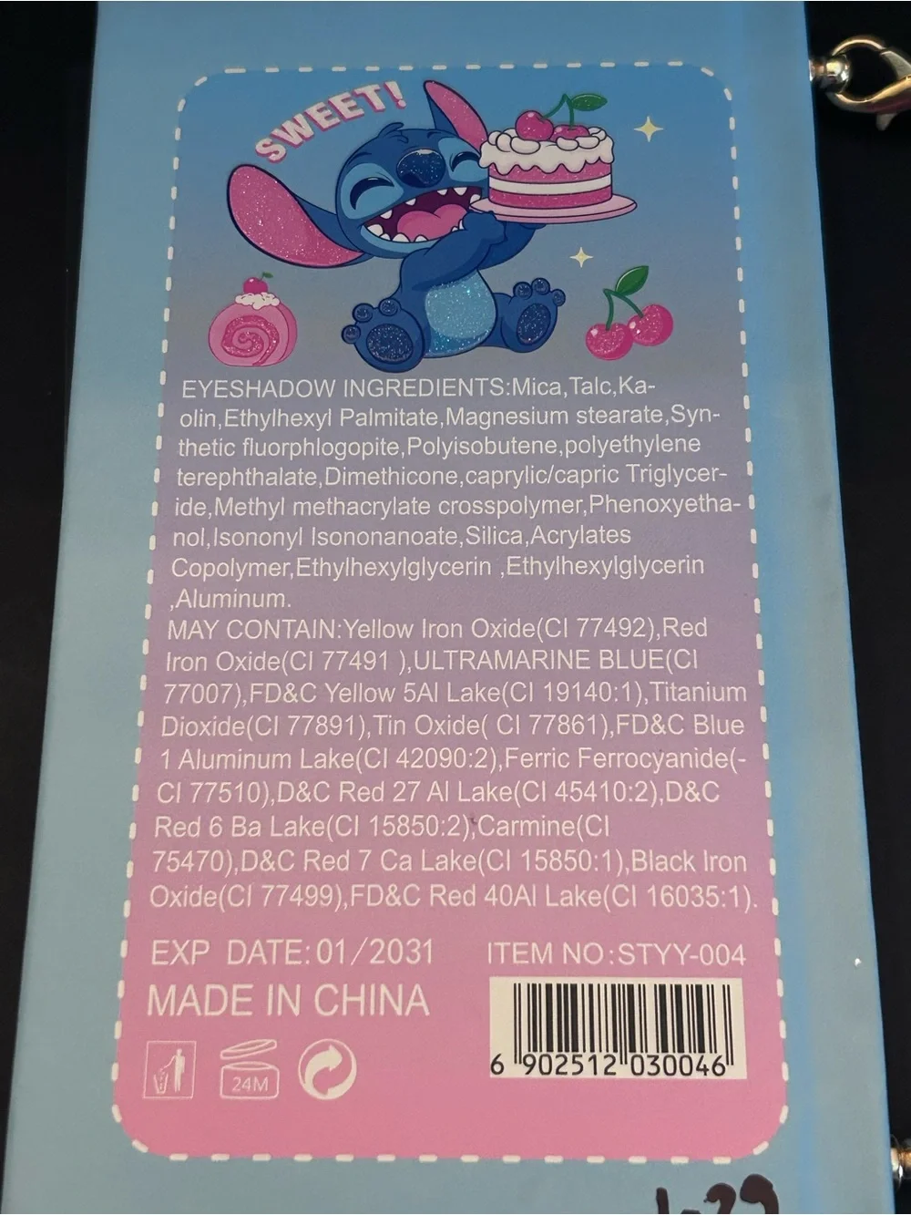 Disney Stitch Sweet Treats Cosmetic Palette With Pearl Handle Blue Pink NEW